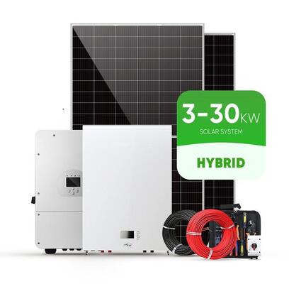 完全なハイブリッド太陽エネルギー システム 3 段階 3KW -30KW オンオフ グリッド ハイブリッド ソーラー パネル電力システム