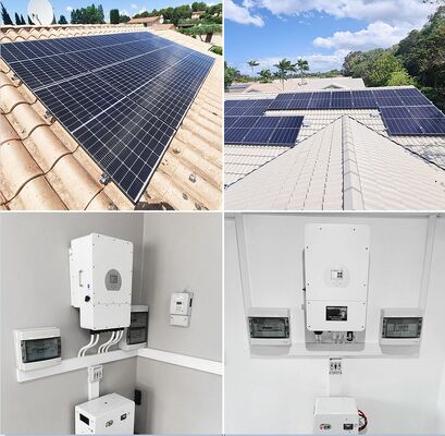 完全なハイブリッド太陽エネルギー システム 3 段階 3KW -30KW オンオフ グリッド ハイブリッド ソーラー パネル電力システム