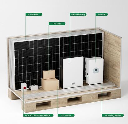 完全なハイブリッド太陽エネルギー システム 3 段階 3KW -30KW オンオフ グリッド ハイブリッド ソーラー パネル電力システム